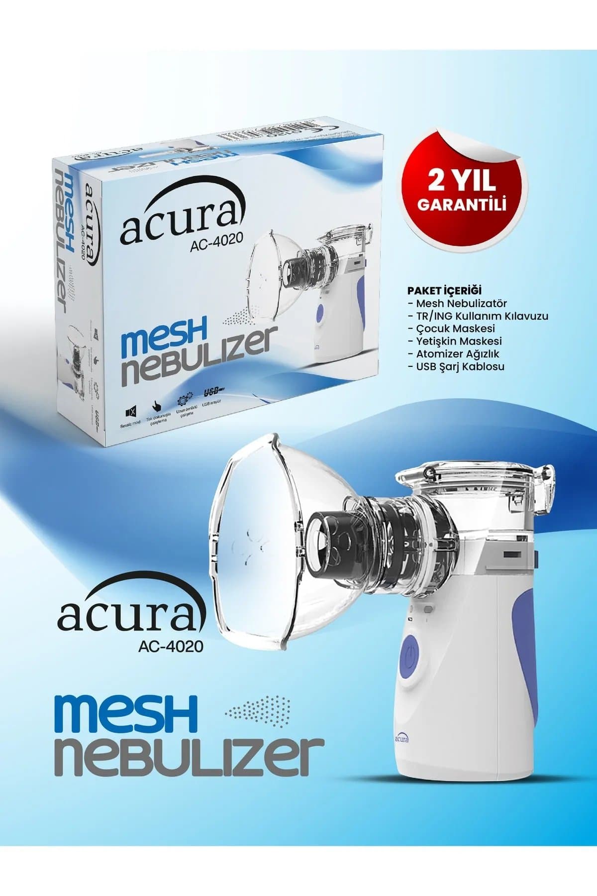 Acura Taşınabilir Mesh Nebulizatör AC-4020
