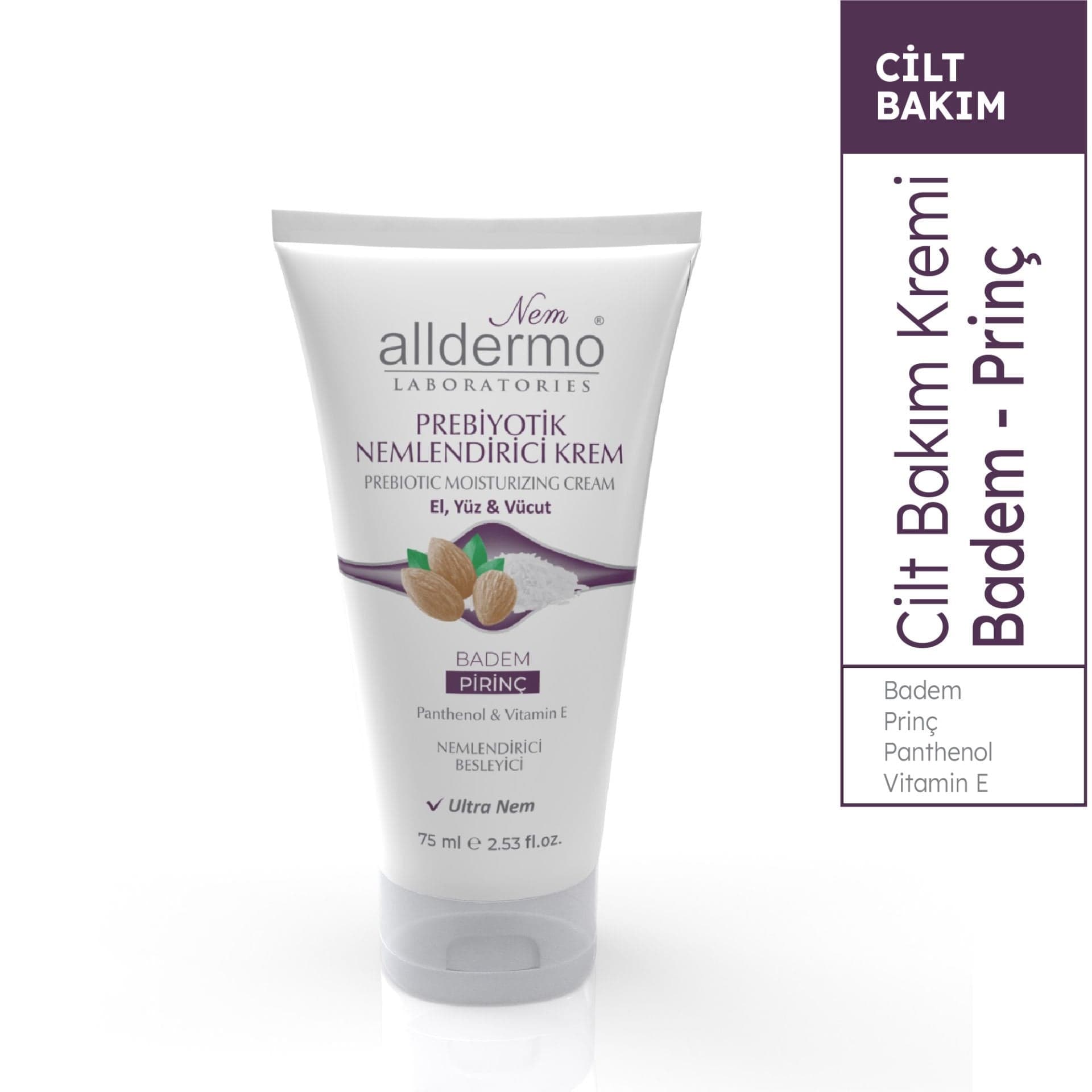 Alldermo Prebiyotik Nemlendirici Krem Badem Pirinç 75 ml
