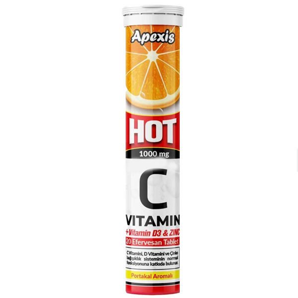 Apexis Hot Vitamin C + Çinko 20 Efervesan Tablet