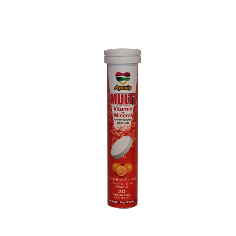 SKT:09/2026 Apexis Multivitamin ve Mineral 20 Efervesan Tablet