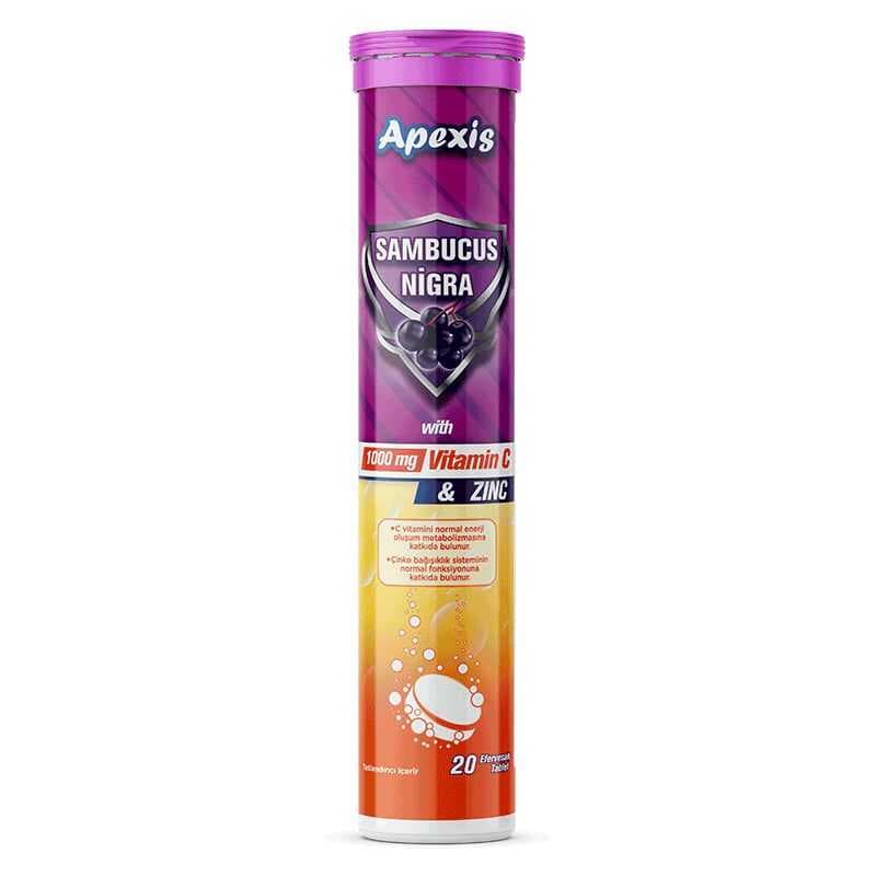 Apexis Sambucus Nigra + Vitamin C + Çinko 20 Efervesan Tablet