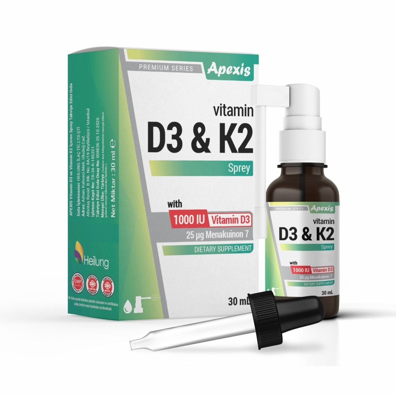 Apexis Vitamin D3&K2 1000IU Oral Sprey 30ml