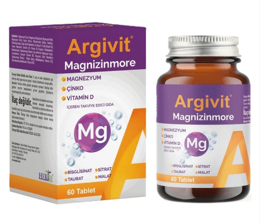 Argivit Magnizinmore Magnezyum Çinko ve Vitamin D 60 Tablet