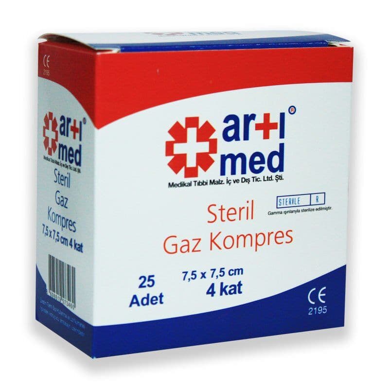 ArtıMed Steril Gaz Kompres-Gazlı Bez 7,5x7,5cm 25 Adet