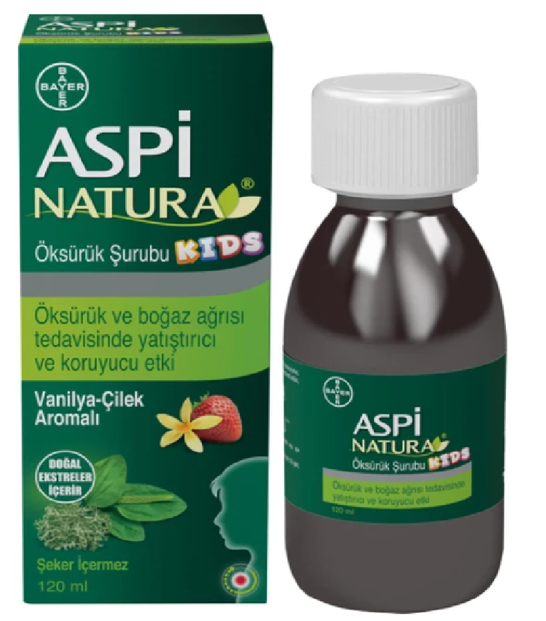 Aspi Natura Kids Öksürük Şurubu Vanilya-Çilek Aromalı 120ml
