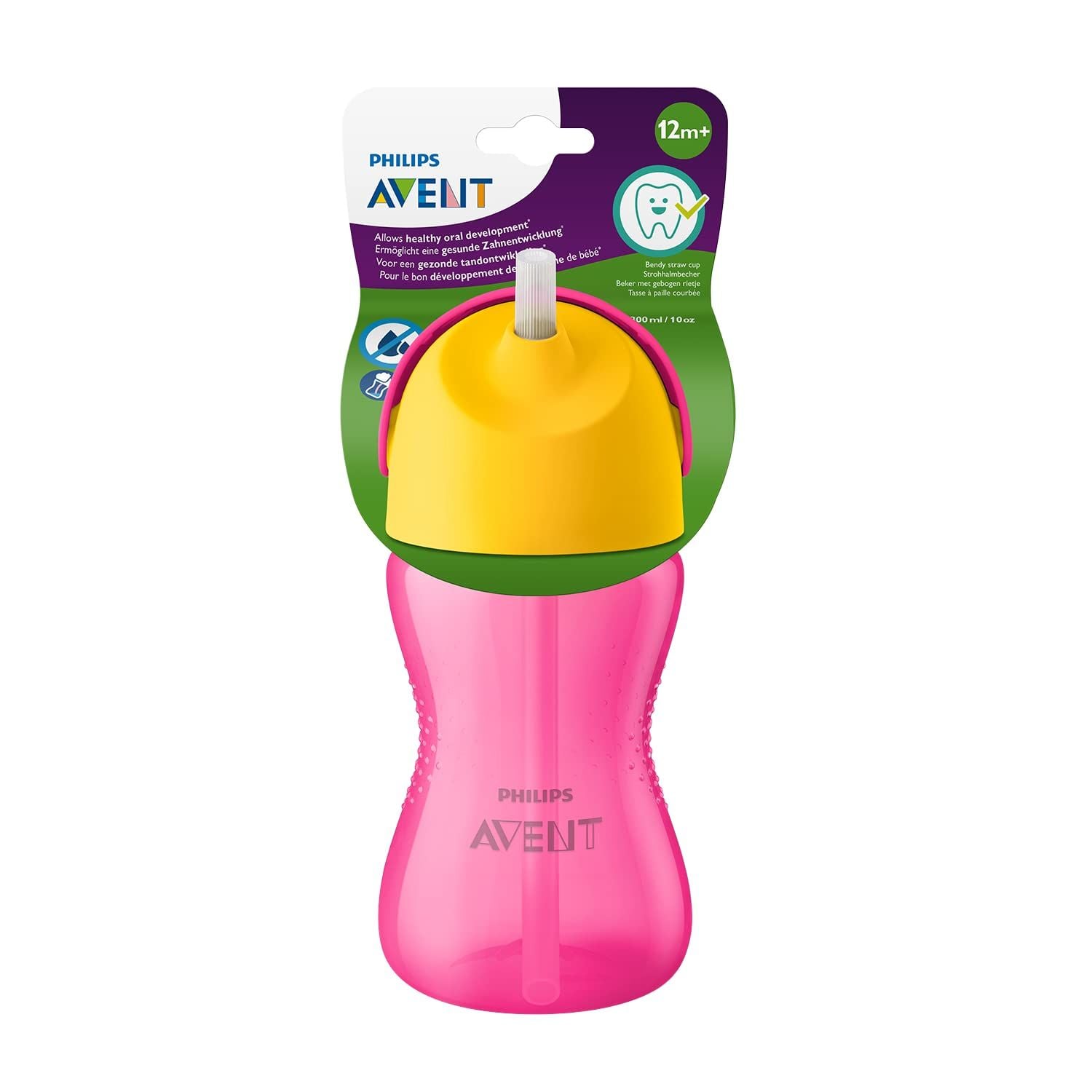 Avent Desenli Pipetli Damlatmaz Bardak 300 ml 12m+ Ay Kız
