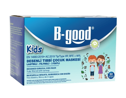 B-Good 3 Katlı Desenli Çocuk Cerrahi Maske Telli 50'li