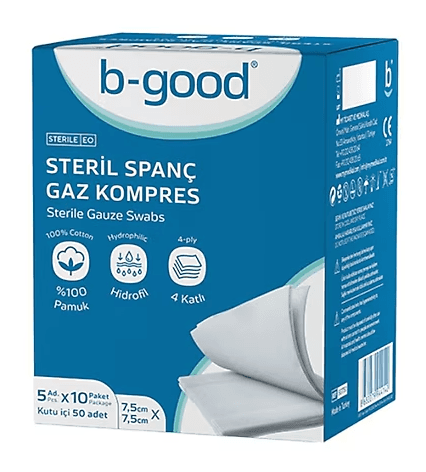 B-Good Gaz Kompress Steril-Gazlı Bez 7,5cm x 7,5cm 50 Adet