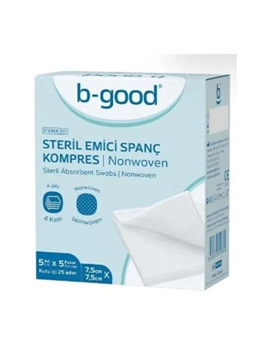 B-Good Steril Emici Spanç Kompres 7,5cm x 7,5cm 5 adet x 5 paket