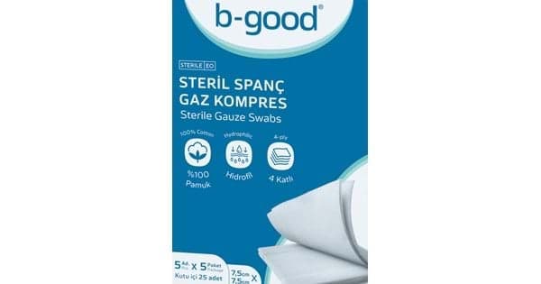 B-Good Steril Spanç Gaz Kompres 7,5cm x 7,5cm 25'li