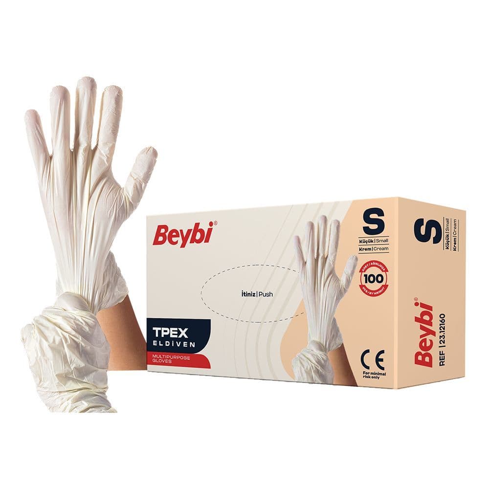 Beybi Tpex (pet) Tek Kullanımlık Eldiven Krem - S -