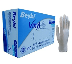 Beybi Vinil Pudrasız Muayene Eldiveni 100 Adet - S -