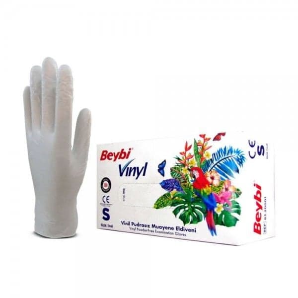 Beybi Vinil Pudrasız Muayene Eldiveni 100 Adet - S -