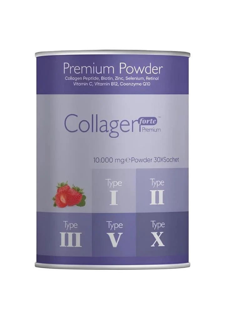 Collagen Forte Premium Powder Çilek Aromalı 10000 mg 30 Şase