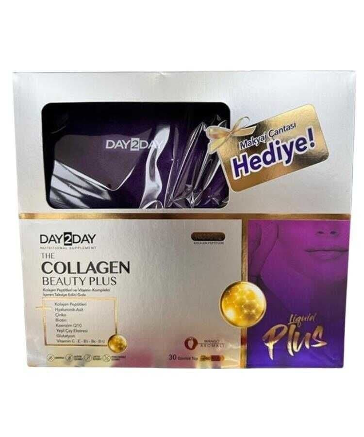 Day2Day The Collagen Beauty Plus 10000 mg 30 x 40 ml + Makyaj Çantası Hediyeli