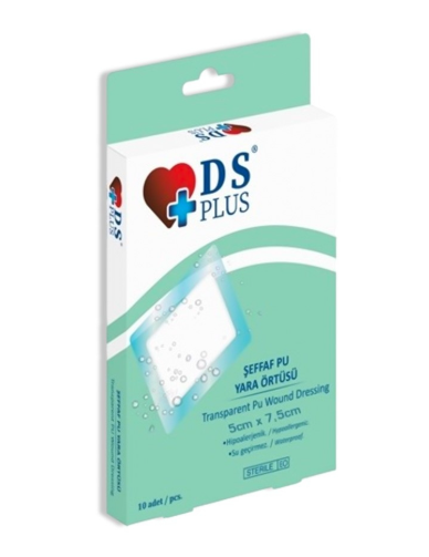 Ds Plus Şeffaf Su Geçirmez Pu Yara Örtüsü 5x7,5 cm 10'lu