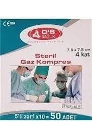 Ds Sağlık Steril Gaz Kompres-Gazlı Bez 7.5 x 7.5cm 5li Zarf 50 Adet