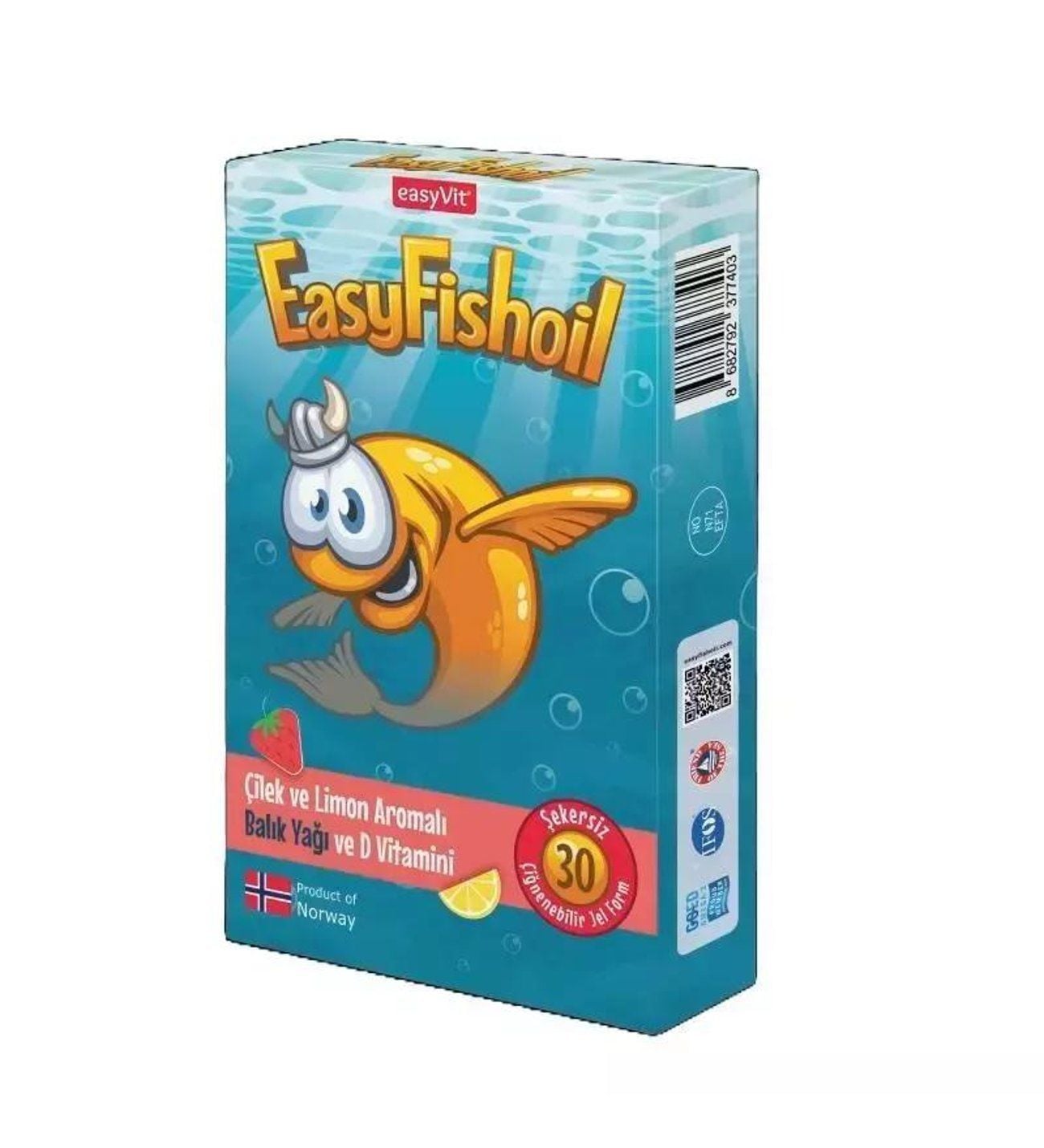EasyFishoil Çocuk Çilek ve Limon Aromalı 30 Çiğneme Tableti