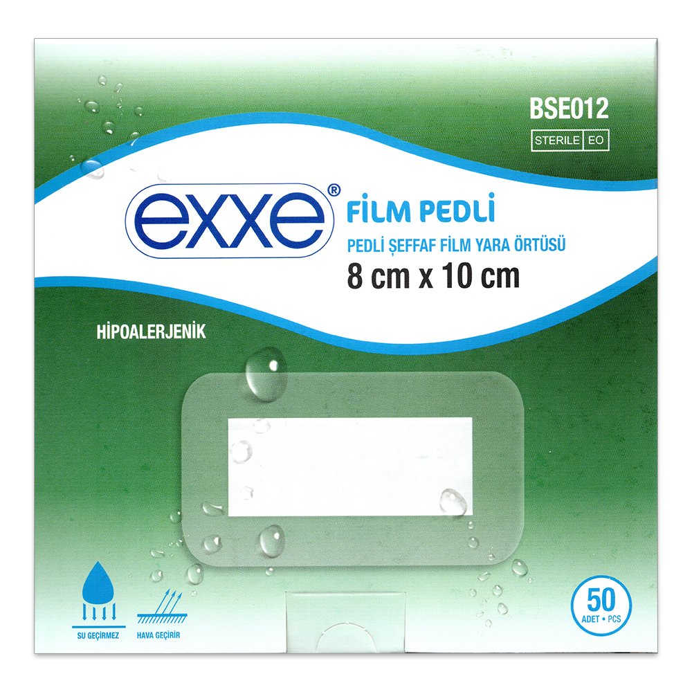 Exxe Pedli Şeffaf Film Yara Örtüsü 8cm x 10cm 50 Adet