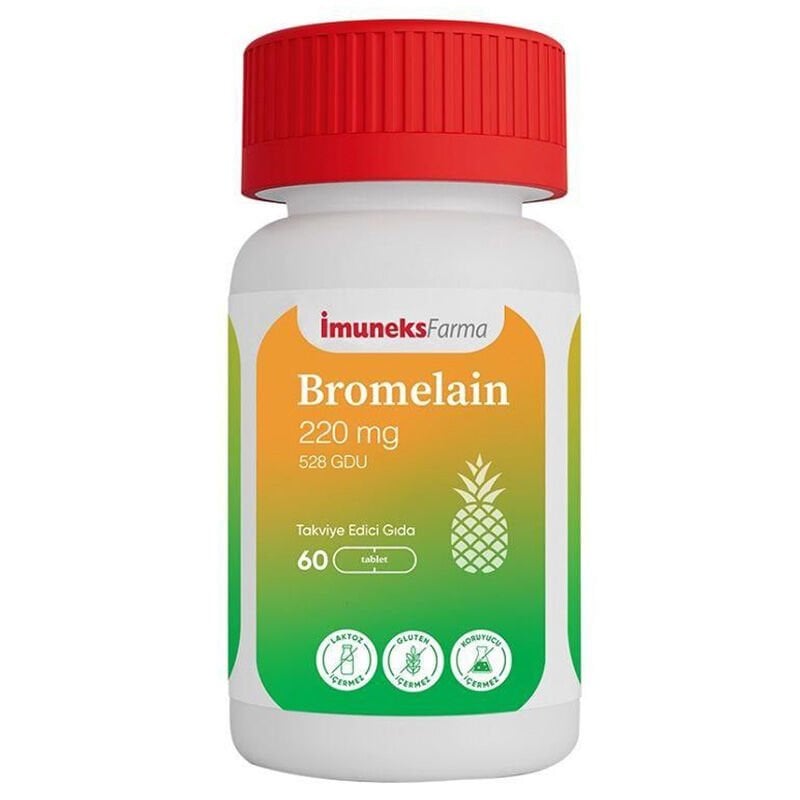 SKT:06/2026 İmuneks Bromelain 220 mg 60 Kapsül
