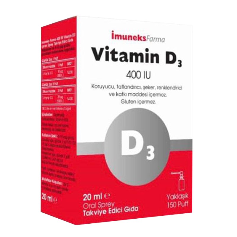 SKT:11/2026 İmuneks Vitamin D3 400 IU Sprey 20ml