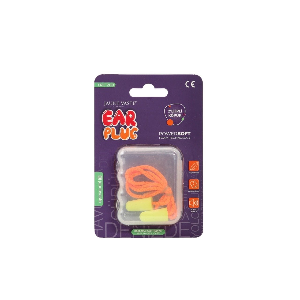 Jaune Vaste Ear Plug 2'li İpli Köpük Kulak Tıkacı
