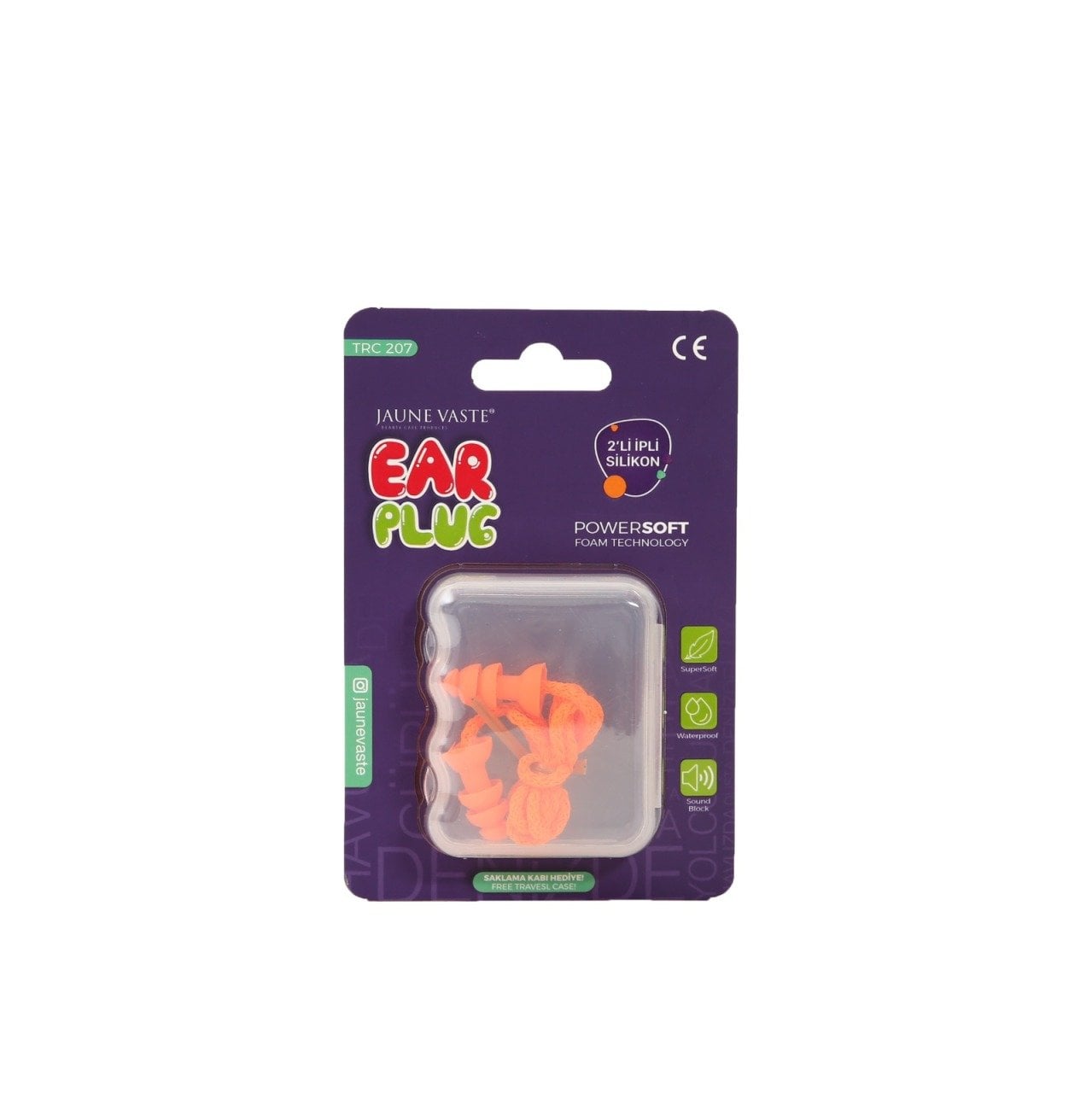 Jaune Vaste Ear Plug 2'li İpli Silikon Kulak Tıkacı