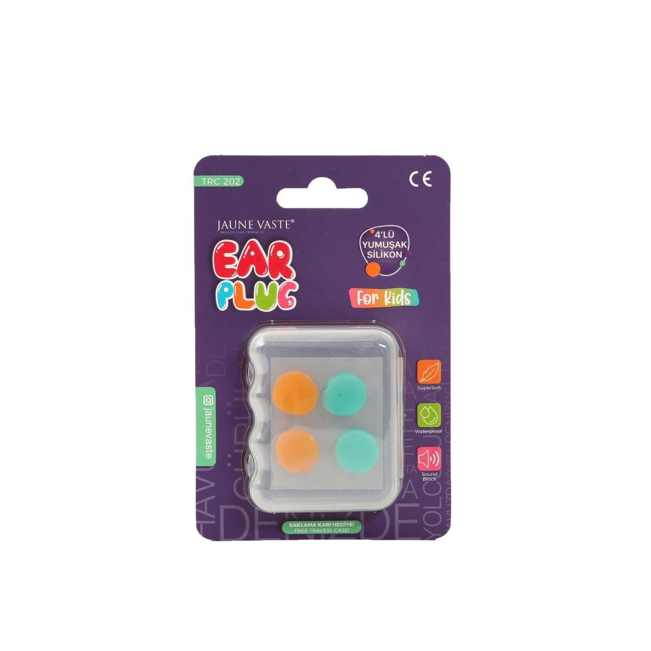 Jaune Vaste Ear Plug 4'lü Yumuşak Silikon Kulak Tıkacı Çocuklar İçin