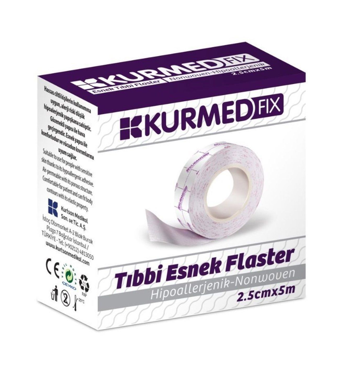 Kurmed Fix Tıbbi Esnek Flaster 2,5cm x 5m