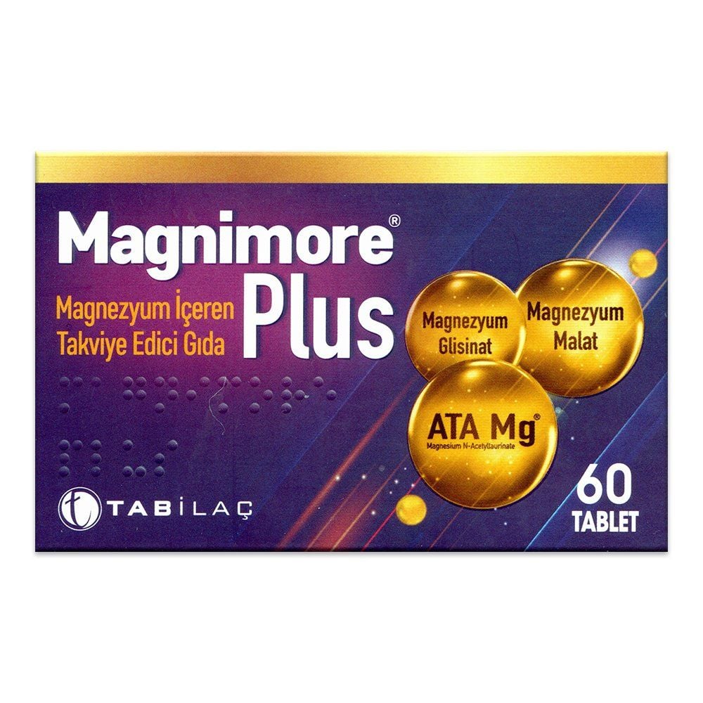 (KUTU HASARLI) Magnimore Plus Magnezyum İçeren Takviye Edici Gıda 60 Tablet