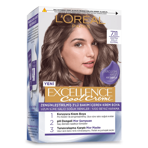 Loreal Paris Excellence Cool Creme 7.11 Ekstra Küllü Kumral Saç Boyası