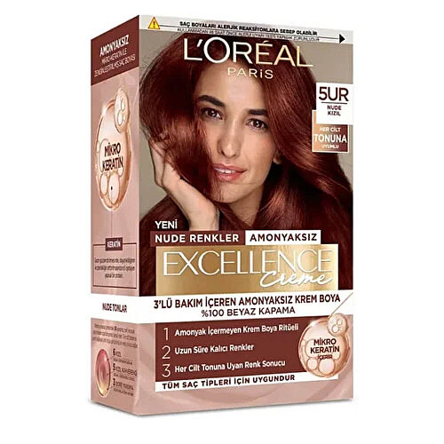 Loreal Paris Excellence Creme Nude Renkler Saç Boyası – 5UR Nude Kızıl