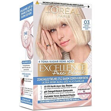 Loreal Paris Excellence Pure Blonde Saç Boyası 03 - Ultra Açık Küllü Sarı