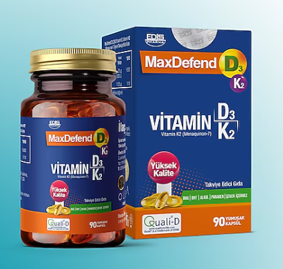 Maxdefend Vitamin D3K2 90 Yumuşak Kapsül