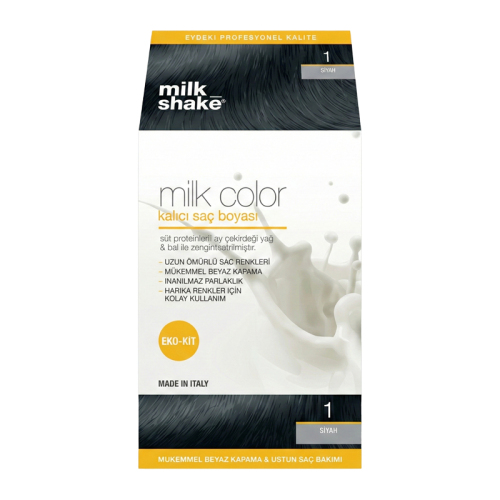 Milk Shake Milk Color Kalıcı Saç Boyası  1 Siyah  EKO KİT