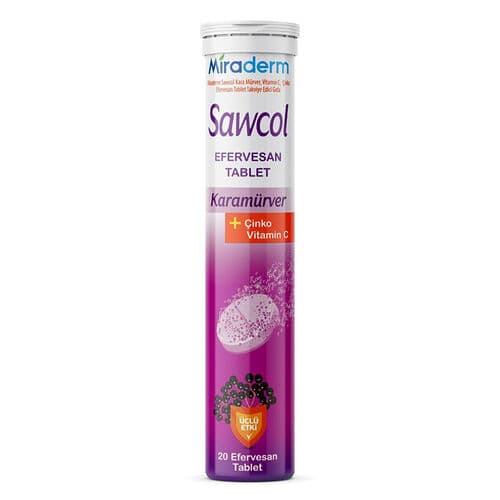 Miraderm Sawcol Karamürver + Çinko Vitamin C 20 Efervesan Tablet