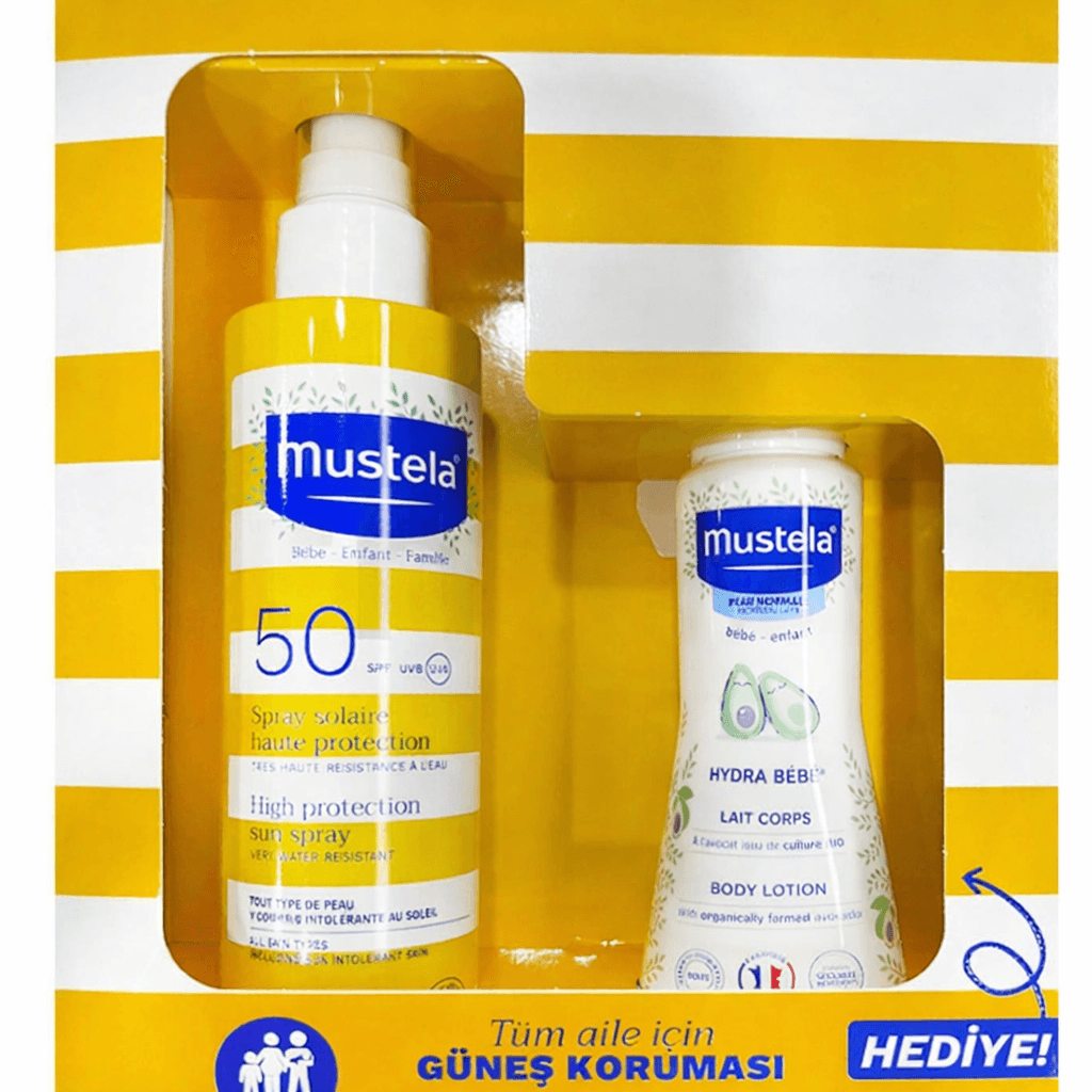 Mustela Spf50+ Güneş Losyonu Sprey 200 ml + Hydra Bebe Vücut Losyonu 100 ml Set