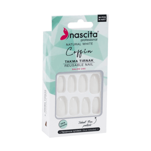 Nascita Natural White Coffin 36lı Takma Tırnak