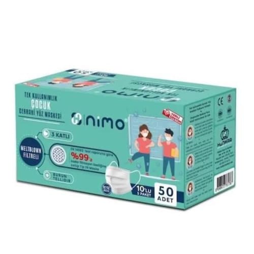 Nimo 3 Katlı Meltblown Çocuk Cerrahi Maske Telli 50 Adet