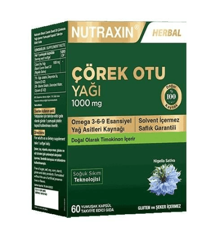 Nutraxin Çörek Otu Yağı 1000 mg 60 Yumuşak Kapsül