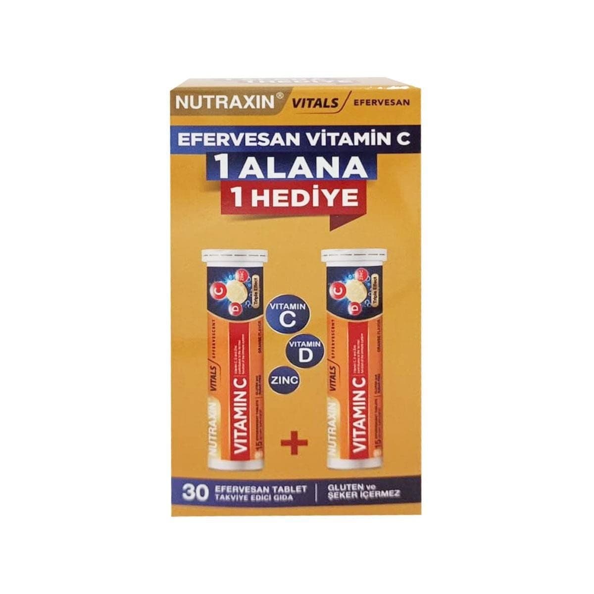 Nutraxin Vitamin C D Zinc 15 Efervesan Tablet - 1 Alana 1 Bedava