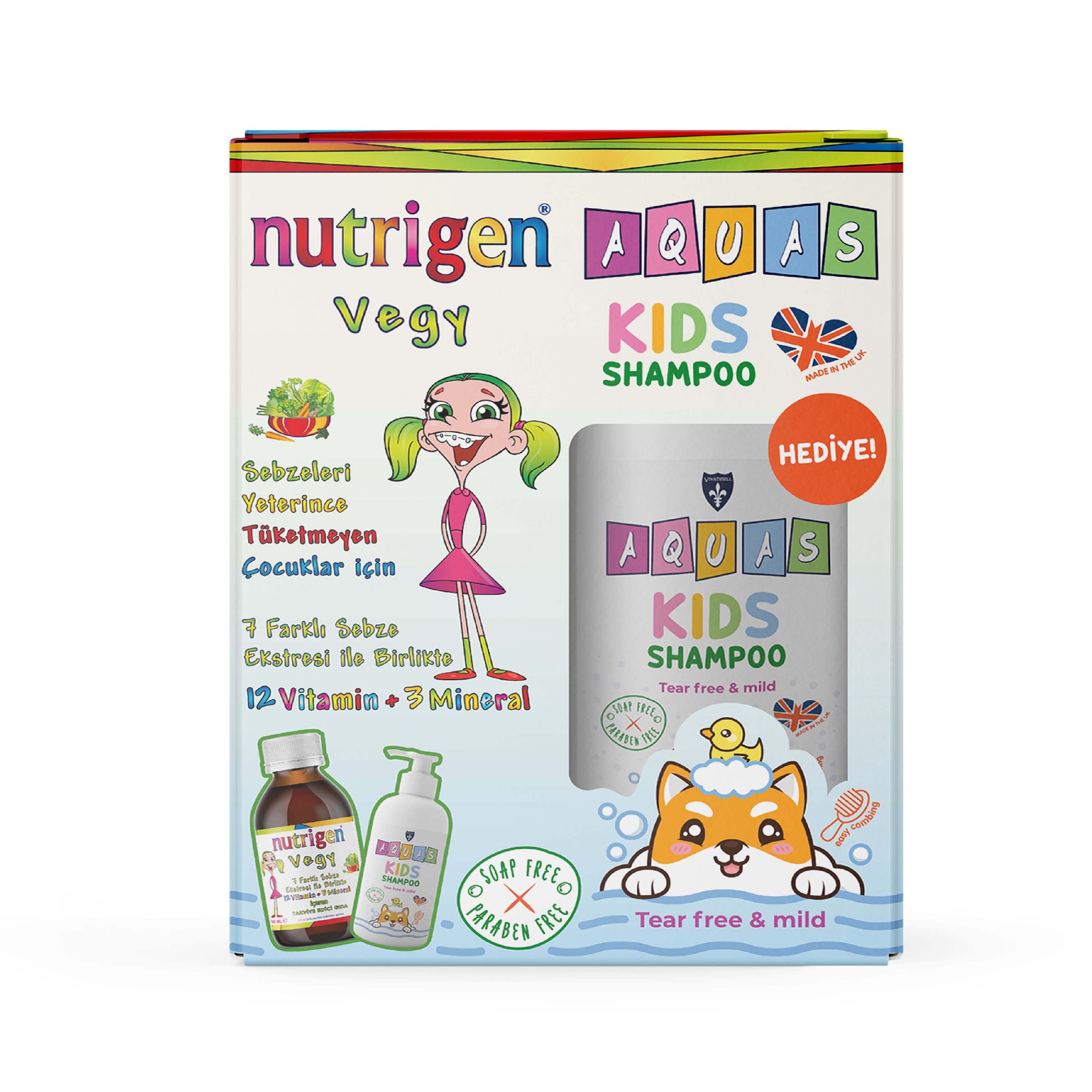 Nutrigen Vegy Şurup 200ml + Aquas Kids Şampuan 250ml Hediye