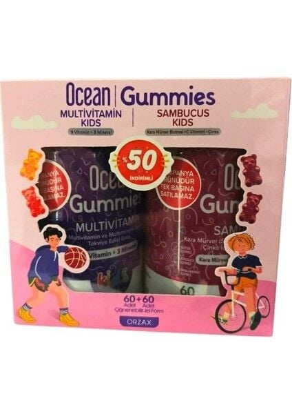 Ocean Gummies Multivitamin Kids 60 Adet + Sambucus Kids 60 Adet Çiğnenebilir Jel Form