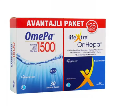 SKT:01/2027 Omepa 1500 30 Kapsül + Lifextra Onhepa 30 Kapsül - Avantajlı Paket