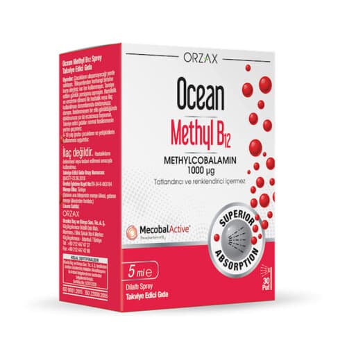 Orzax Ocean 1000 mg Methyl Cobalamin B12 Sprey 5 ml