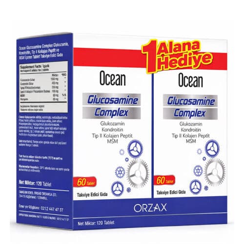 Orzax Ocean Glucosamine Complex 1 Alana 1 Hediye Takviye Edici Gıda 120 Tablet