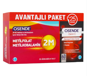 Osende 2M 30 Tablet + Osende Demir C 60 Kapsül Kofre