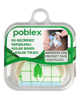 Poblex Set - Su Geçirmez Yapışkan Kulak Bandı + Kulak Tıkacı