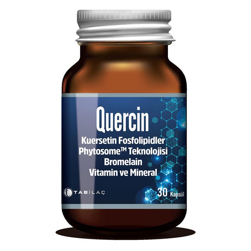 Quercin Kuersetin Fosfolipitler Bromelain Vitamin ve Mineral 30 Kapsül SKT:10/2027