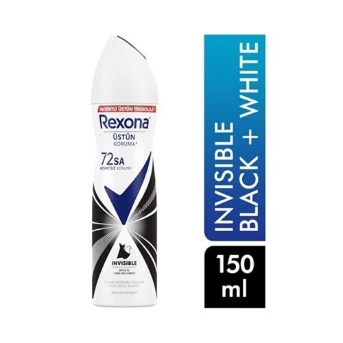 SKT:05/2027 Rexona Invisible Black White Deodorant Sprey 150 ml